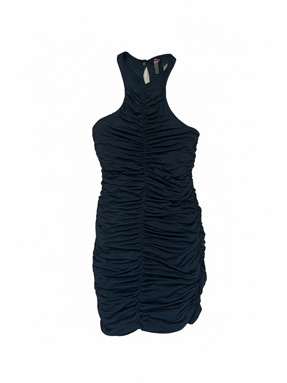 Anthropologie Pilcro Black Ruched Racerback Mini Dress - Picture 2 of 4